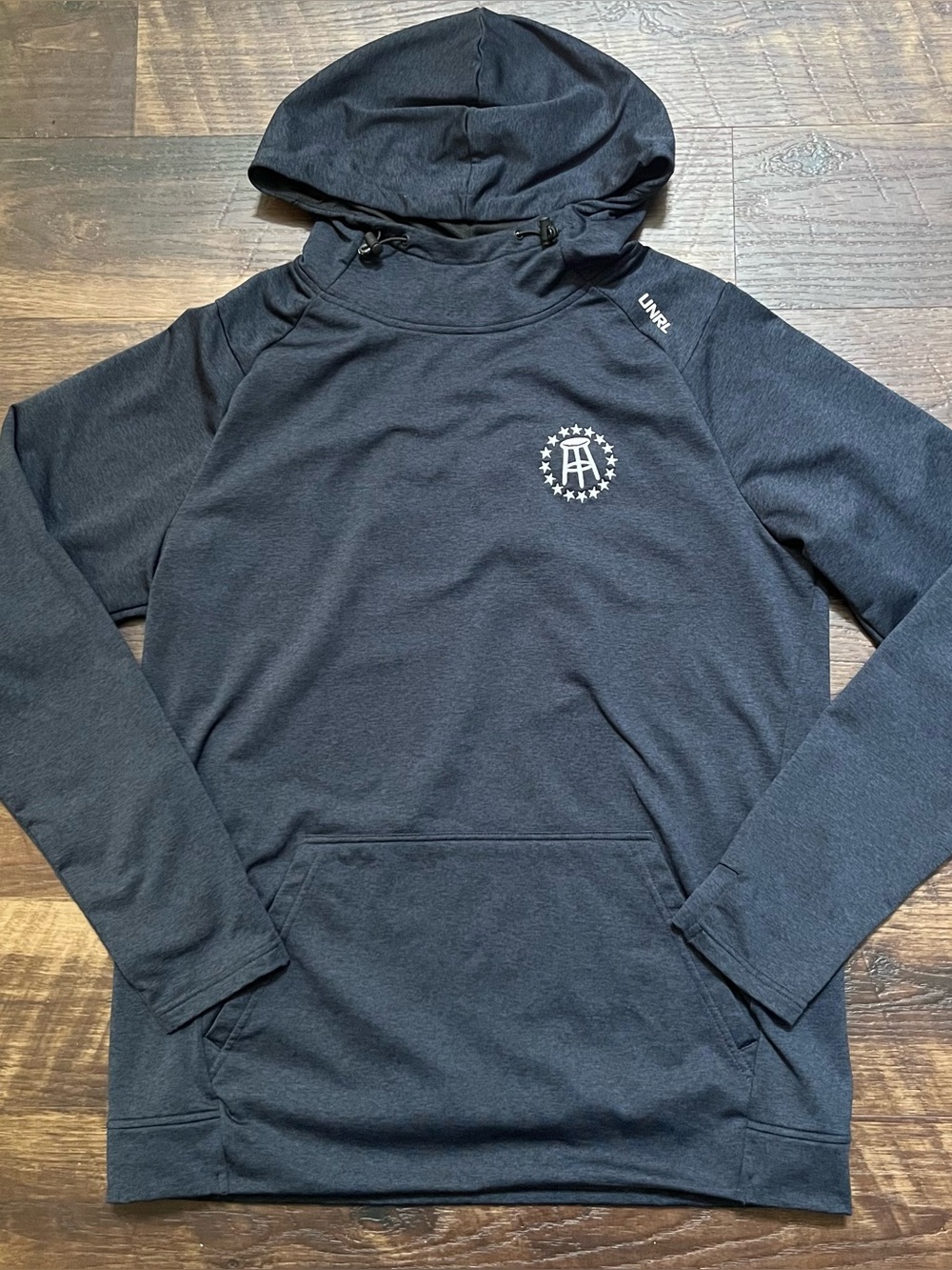UNRL x Barstool sports navy blue pullover embroidered hole sweatshirt M *READ